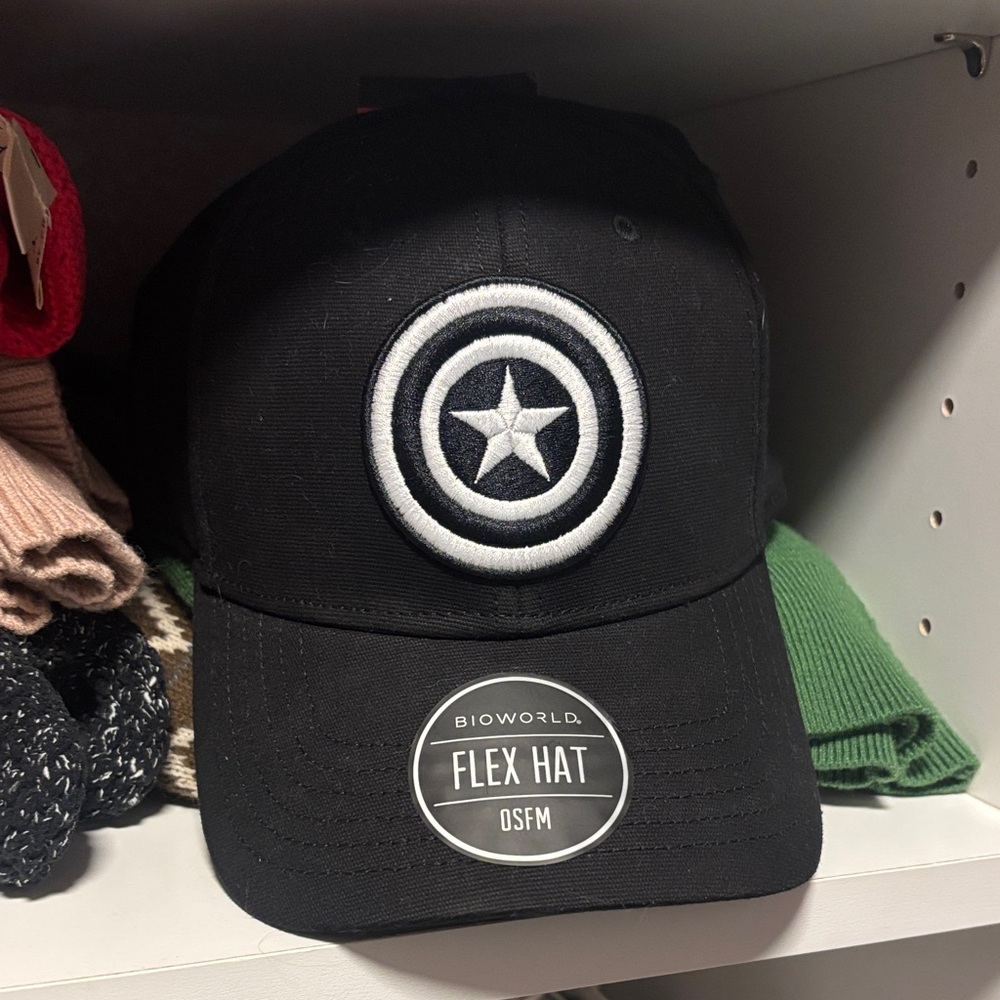 Bioworld Black Hat with White Star Circle Design